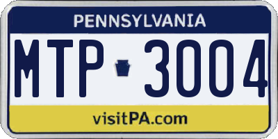 PA license plate MTP3004