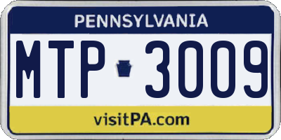 PA license plate MTP3009