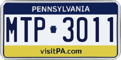 PA license plate MTP3011