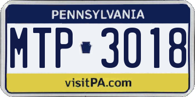 PA license plate MTP3018