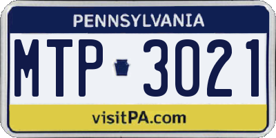 PA license plate MTP3021