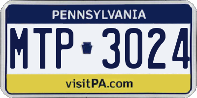 PA license plate MTP3024