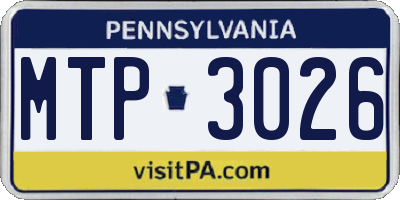 PA license plate MTP3026