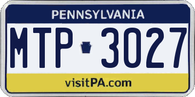 PA license plate MTP3027