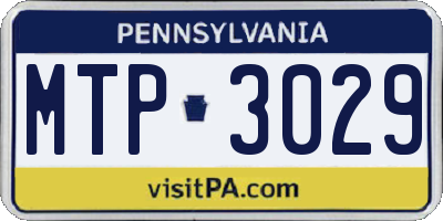 PA license plate MTP3029
