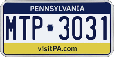 PA license plate MTP3031