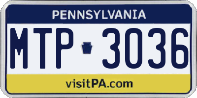 PA license plate MTP3036