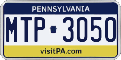 PA license plate MTP3050