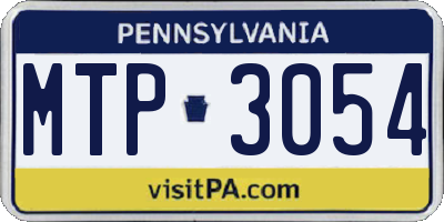 PA license plate MTP3054