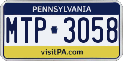 PA license plate MTP3058