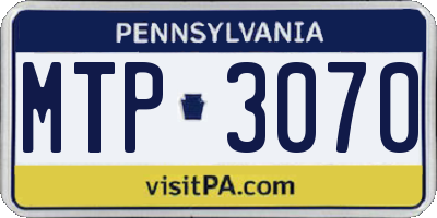 PA license plate MTP3070