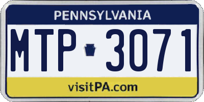 PA license plate MTP3071
