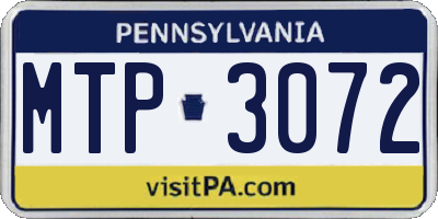 PA license plate MTP3072