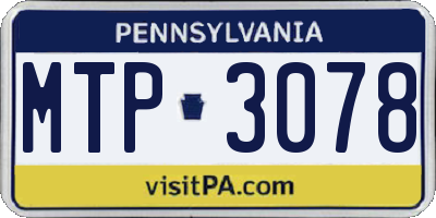 PA license plate MTP3078