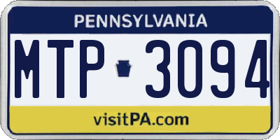 PA license plate MTP3094