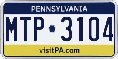 PA license plate MTP3104