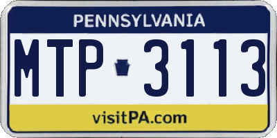 PA license plate MTP3113