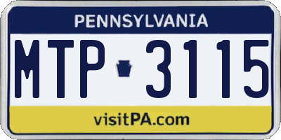 PA license plate MTP3115