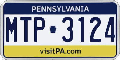 PA license plate MTP3124