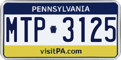 PA license plate MTP3125