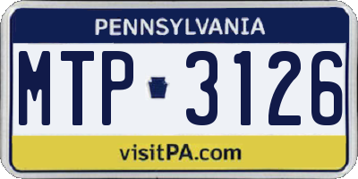 PA license plate MTP3126
