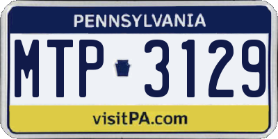 PA license plate MTP3129
