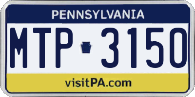 PA license plate MTP3150