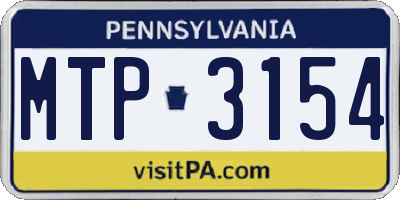 PA license plate MTP3154