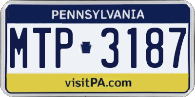 PA license plate MTP3187