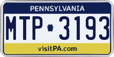 PA license plate MTP3193