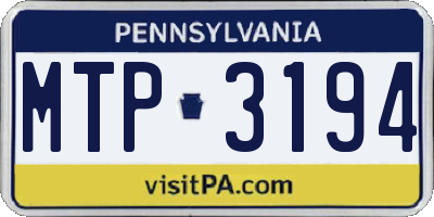 PA license plate MTP3194
