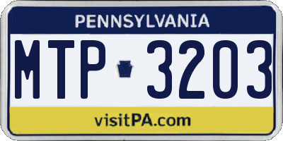 PA license plate MTP3203