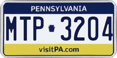 PA license plate MTP3204