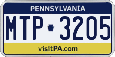 PA license plate MTP3205