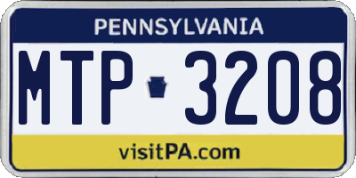 PA license plate MTP3208