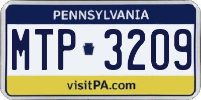 PA license plate MTP3209