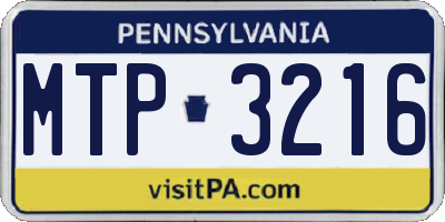 PA license plate MTP3216