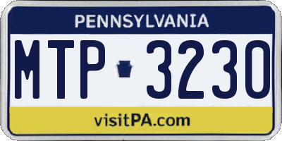 PA license plate MTP3230