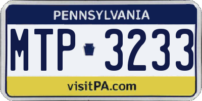 PA license plate MTP3233