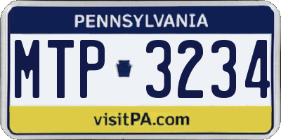 PA license plate MTP3234
