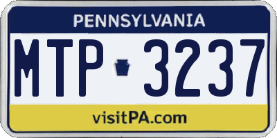 PA license plate MTP3237