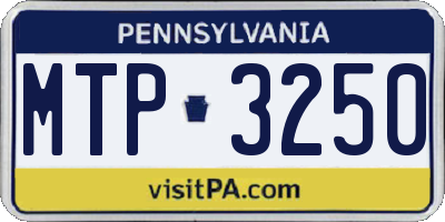 PA license plate MTP3250