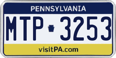 PA license plate MTP3253
