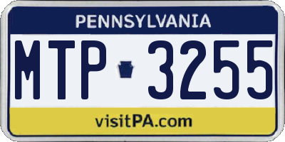 PA license plate MTP3255