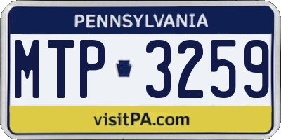 PA license plate MTP3259