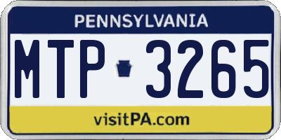 PA license plate MTP3265
