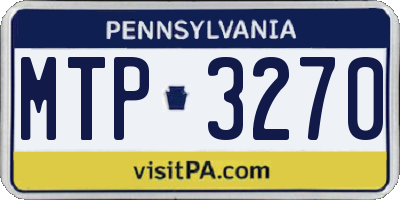 PA license plate MTP3270