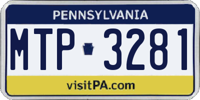 PA license plate MTP3281