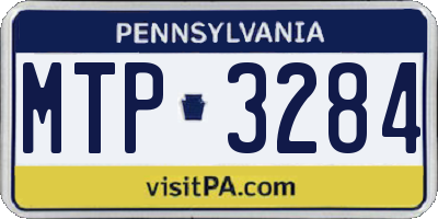PA license plate MTP3284
