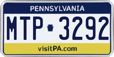 PA license plate MTP3292